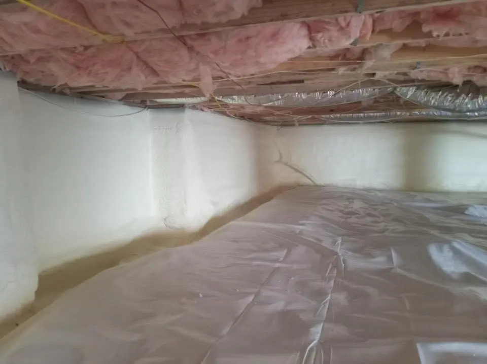 Crawl space encapsulation with closed-cell spray foam for Roof Leak Repair in Royalton